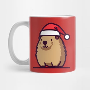 Cute Christmas Capybara in Santa hat Mug